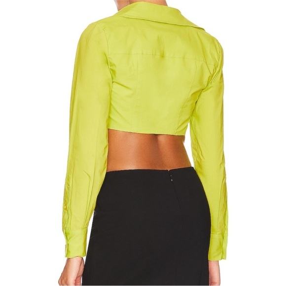 NWT Revolve H:ours Nadia Crop Blouse Acid Lime Green Sz S - Picture 4 of 12